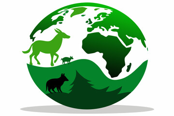 Wildlife in Green Globe PNG: Perfect Eco-Friendly Design for Nature and Conservation Projects.