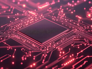 Red Circuit Board 3D Illustration