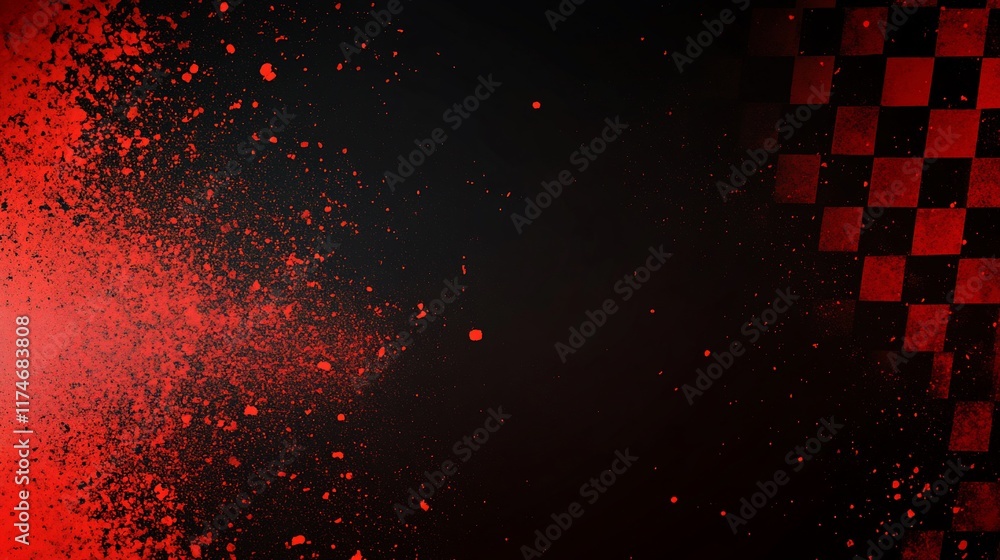 Aufkleber abstract red grunge background with checkered flag.
