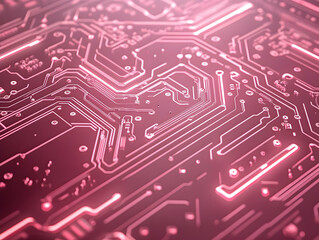 Abstract Pink Circuit Board 3D Illustration