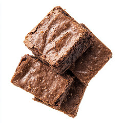 Delicious gluten free chocolate brownies stacked on white background