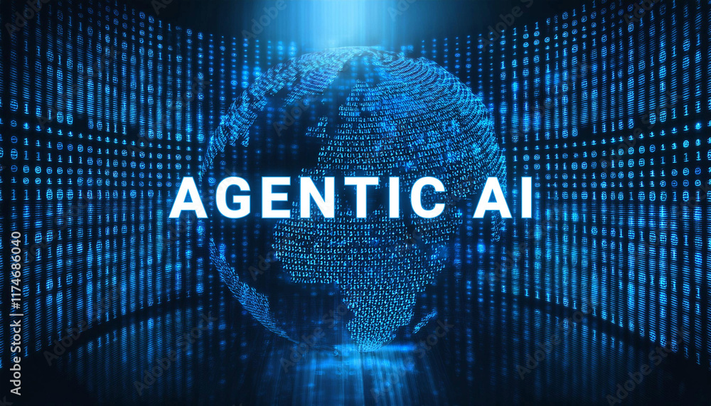 Poster global ai: a futuristic abstract concept of a digital globe representing the interconnectedness of a