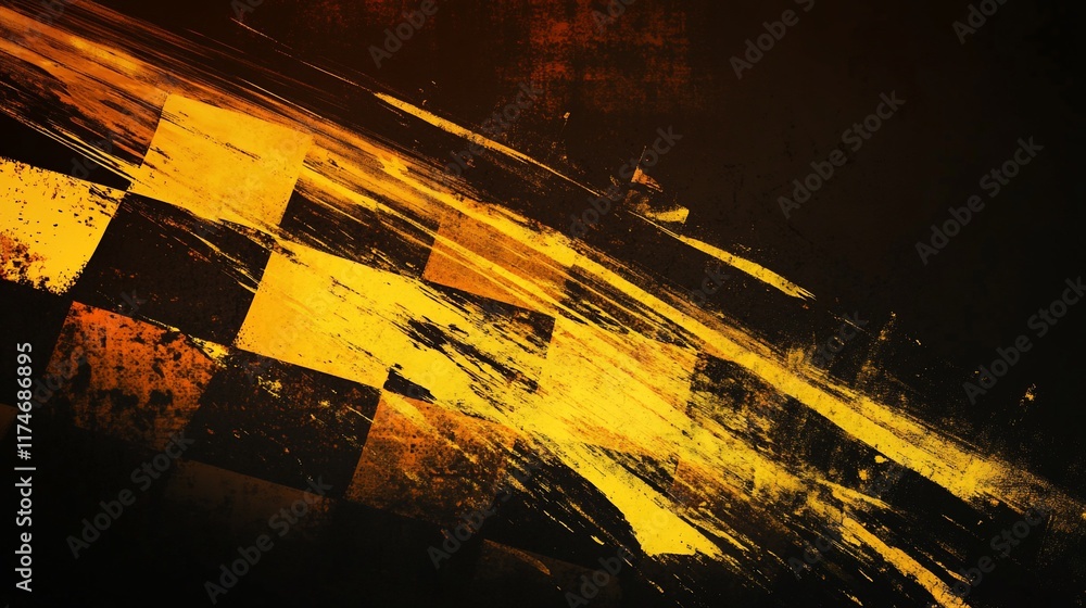 Poster abstract checkered flag design with motion blur, distressed texture.