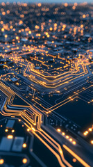 Glowing Circuit Board 3D Illustration
