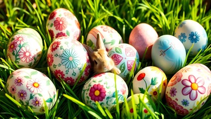 Obraz premium easter eggs in grass