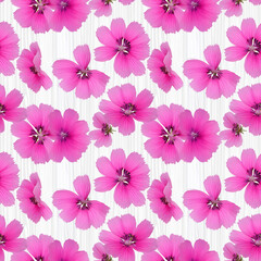 Fototapeta premium Beautiful pink floral pattern on seamless white background