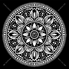 modern abstract background with halftone dots in a circular form, featuring a spiral logo and vector dotted frame. Enjoy the black figure on a white background and an equally white figure on the black