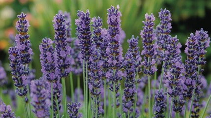 Naklejka premium Lavender Field: A Symphony of Purple Blossoms