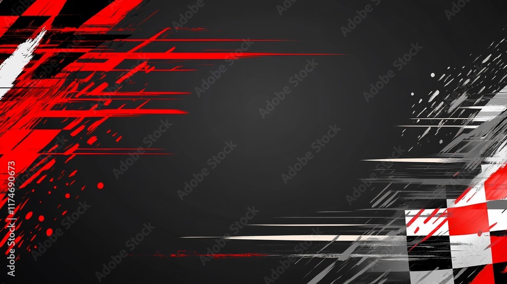 Poster Abstract racing background with checkered flag.