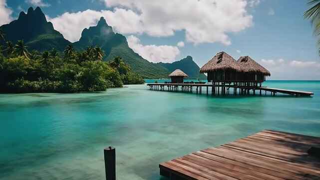peaceful crystal clear waters overwater showcasing idyllic beauty sea