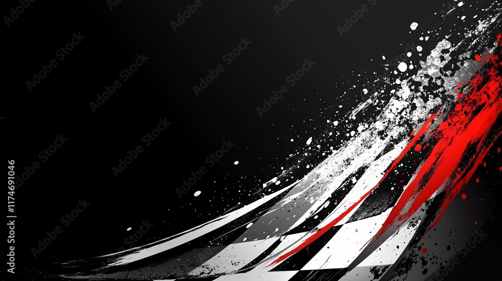 Poster abstract racing background with grunge and checkered flag design.