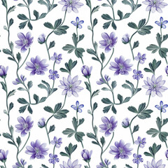 Fototapeta premium Beautiful seamless floral pattern with vibrant purple flowers