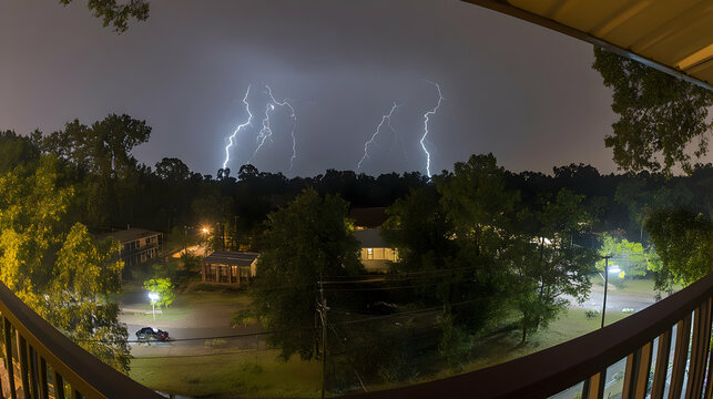 Nighttime Lightning Storm Photo