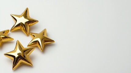Celebrating success with golden stars modern workspace decorative elements clean background inspirational concept