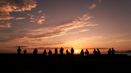 Sunset in the sea in orange tones, Sardinia