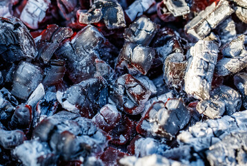 A pile of wood that has been burned