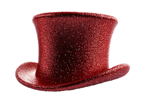 red top hat on white background.