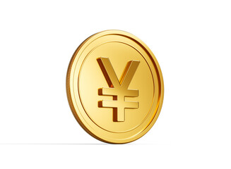3d Golden Shiny Rounded Japanese Yen Coin Isolated On White Background 3d Illustration