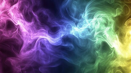 Fototapeta premium A colorful abstract background with three flowing tones: lime green, bright purple, and sky blue, blending into soft transitions.