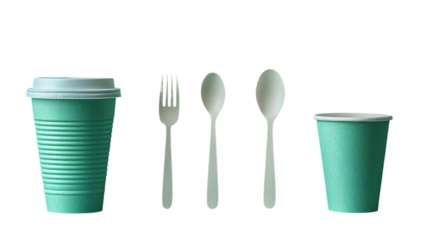  Disposable Tableware on Transparent Background
