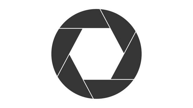 Aperture Diaphragm Motion Graphic illustrative Animation. DSLR Camera Aperture Opening and closing. Adjustment Setting for light and Focal Length. Simple Simulation