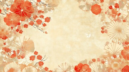 Delicate floral border on antique paper texture.