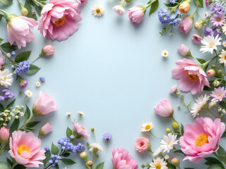 Fototapeta premium Beautiful flower composition on paper background