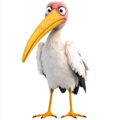 Obraz premium Playful Yellow-billed Stork in vibrant 3D.