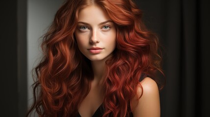 Obraz premium Stunning Redhead Portrait: A Captivating Image of Beauty and Elegance