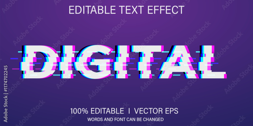Poster digital no signal text effect editable