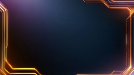 Abstract background with glowing orange lines forming a frame. Perfect for technology, futuristic, or gaming themes.