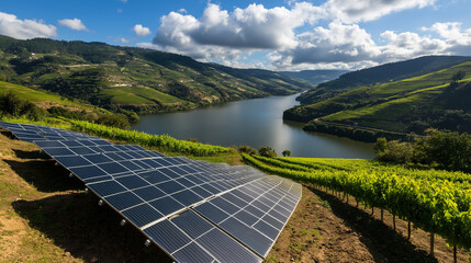 Solar panels in the grape field.