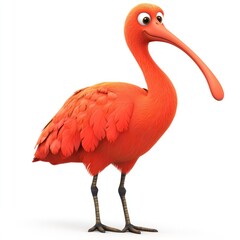 3D image of a Scarlet Ibis, cheerful and animated.