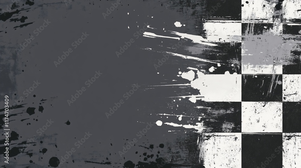 Aufkleber grunge checkered background with splatters.
