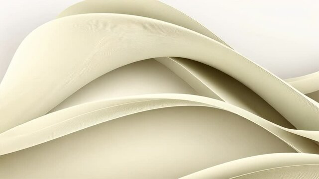 Elegant abstract waves in soft cream and beige tones create soothing visual tranquility, with flowing lines and gentle curves evoking sense of calm and elegance.