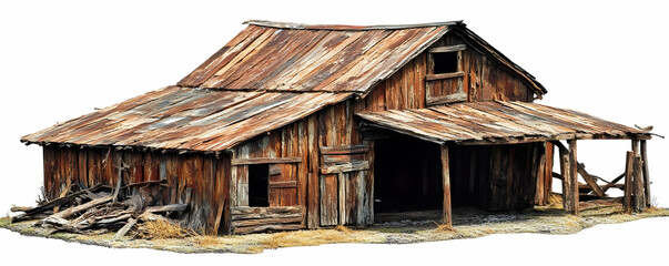 Old Rustic Wooden Barn 3D Render