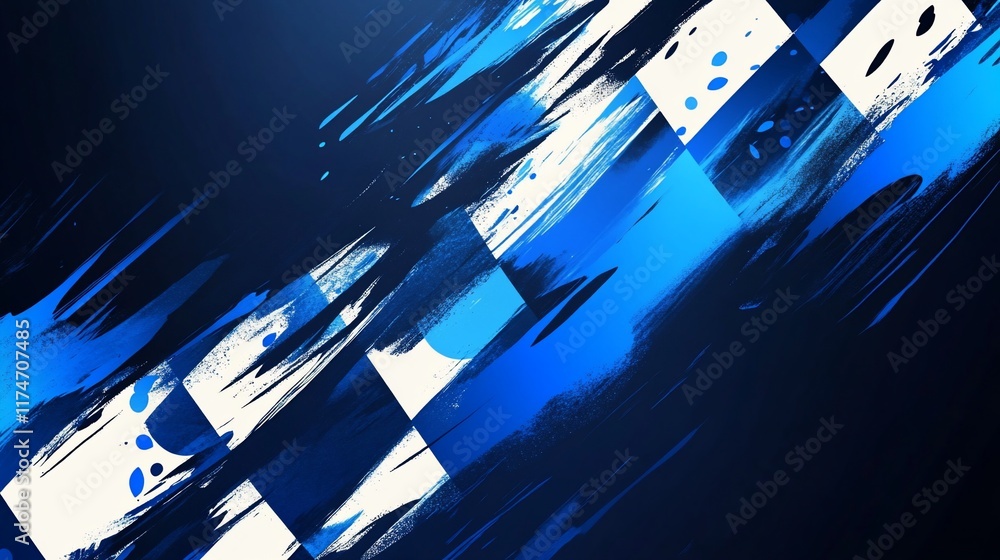 Poster Abstract checkered flag with dynamic brushstrokes. (2)