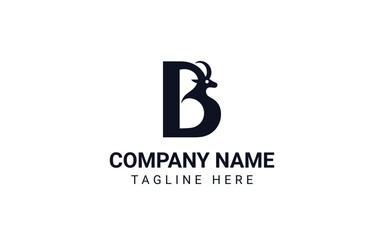Elegant Letter B Ram Animal Logo Design Vector Illustration