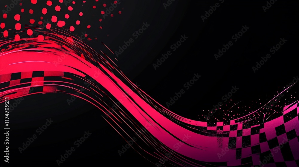 Poster Abstract racing background with dynamic red and black checkered flag design.