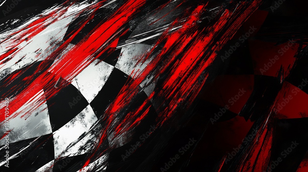 Aufkleber abstract checkered flag with dynamic brushstrokes. (3)