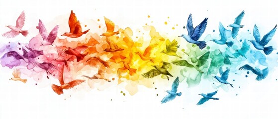 Obraz premium Rainbow Birds in Flight
