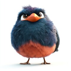 Fototapeta premium Lively Superb Starling in a cheerful 3D cartoon format.