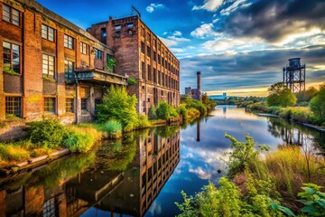 Fototapeta premium Eider River Kiel Germany Urban Exploration Photography - Industrial Ruins & Nature