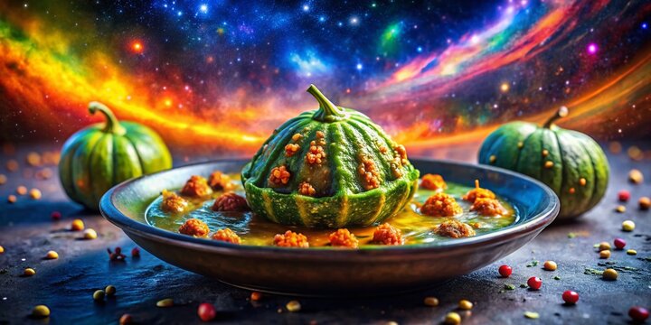 Surreal Photo: Vibrant Stuffed Pointed Gourd, Indian Dry Vegetable Dish