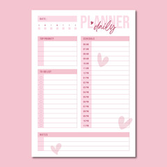 Daily planner vector template