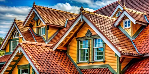 1715 Era Rooftop Architecture: Detailed Gabled Roof Close-Up