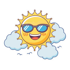 Stylish Sun with Sunglasses Graphic for Digital Use