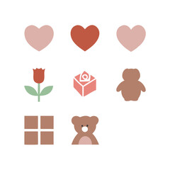 Creative Valentine's Day Icons - Rose, Heart, Teddy Bear, Bowtie