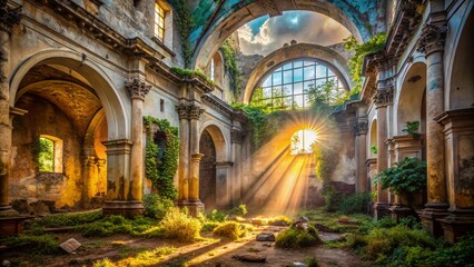 Fototapeta premium Abandoned Church in Chichicastenango, Guatemala: Urban Exploration Photography