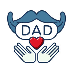 Father's Day Love - Mustache and Heart 'DAD' Design